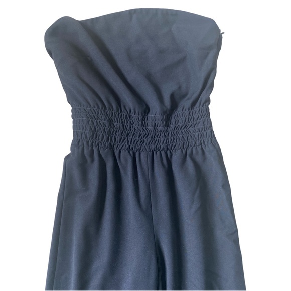 KATIE ZORN Black Strapless Wide Leg Jumpsuit Romper 4 - Picture 2 of 5